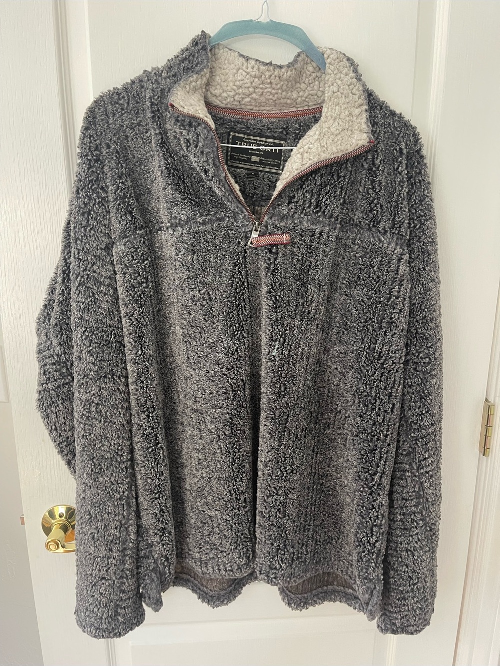True Grit Gray Sherpa Half-Zip Pullover
